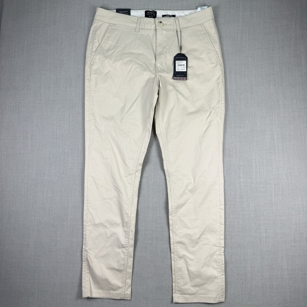 Ben Sherman Pants Men's 34x32 Slim Fit Stretch Chino Beige Khaki Golf Pants NWT